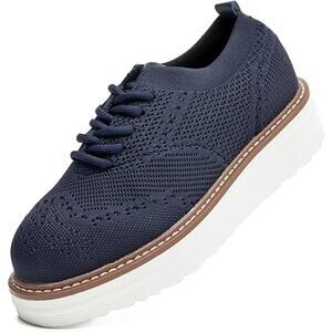 Dadawen Womens Size 8.5 Navy Mesh Lace Up 1.5" Platform Sneaker Oxford Shoes
